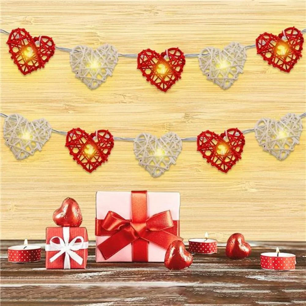 Valentine's Day String Lights, 10 FT 20 LED Heart Shape String Light